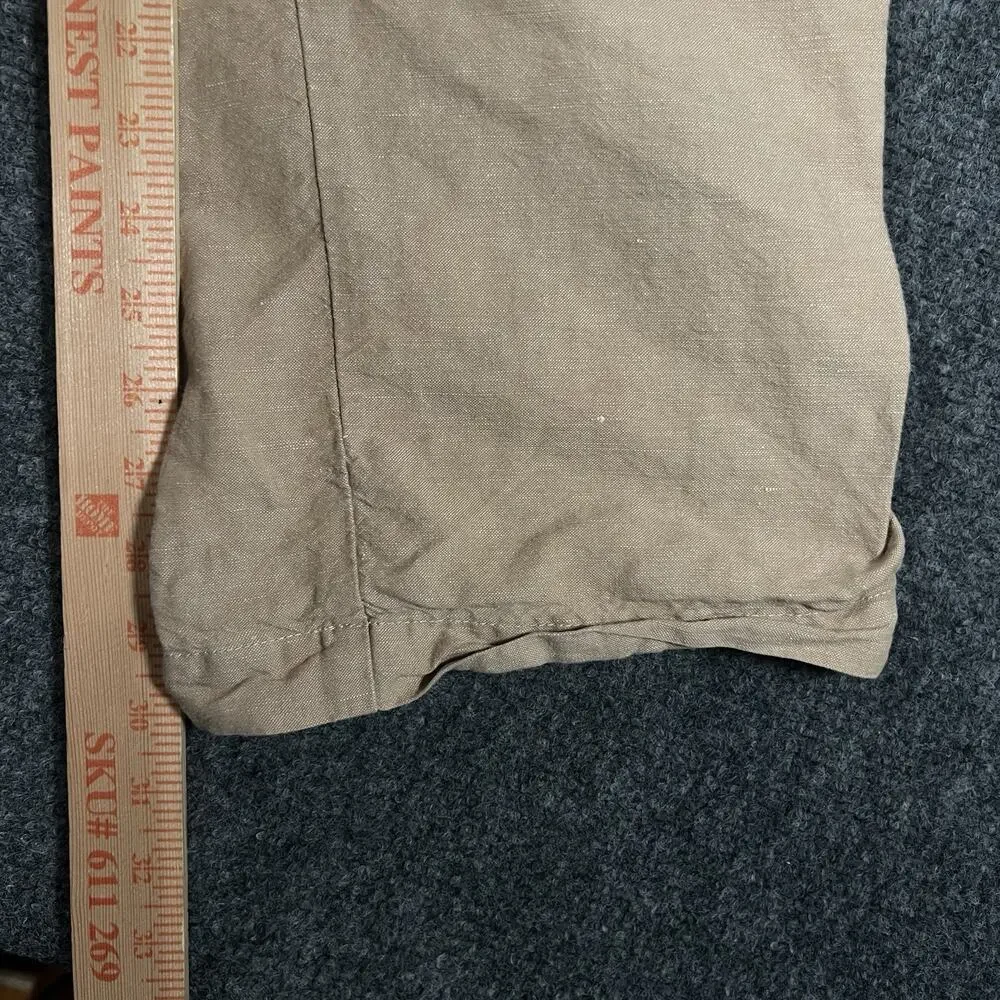 Banana Republic Relaxed Fit Tan Linen Cotton Chino Pants Mens 36x30 Drawstring